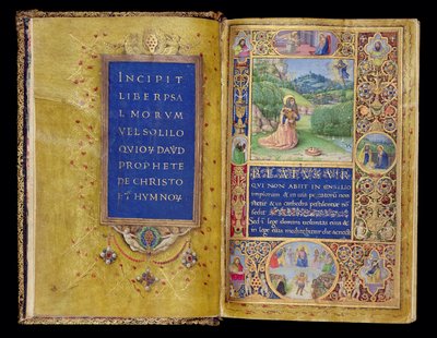 Title Page and Miniature of King David in Prayer, from the Medici Psalter, Florence, c.1480-90 by Gherardo di Giovanni di Miniato
